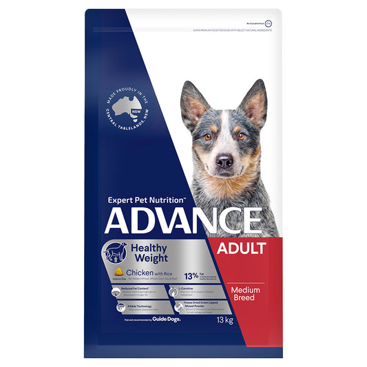 ADVANCE DOG DRY CHICKEN HEALTHY WEIGHT SMALL LARGE BREED MED/ALL BREED 2.5/13KG