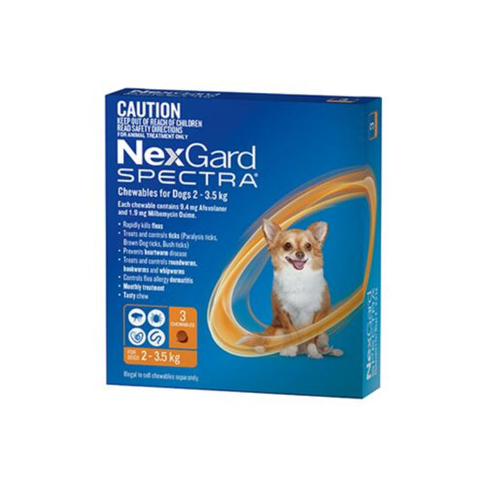 NEXGARD SPECTRA ORANGE FOR EXTRA SMALL DOGS 2-3.5KG 3S/6S