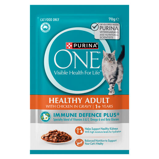 PURINA ONE Adult with Succulent Chicken in Gravy Wet Pouch 12x70g