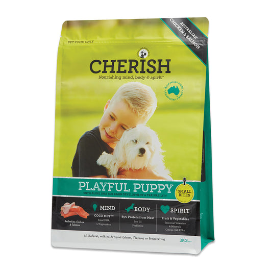 CHERISH DRY FOOD DOG PUPPY PLAYFUL SMALL BITES 3KG