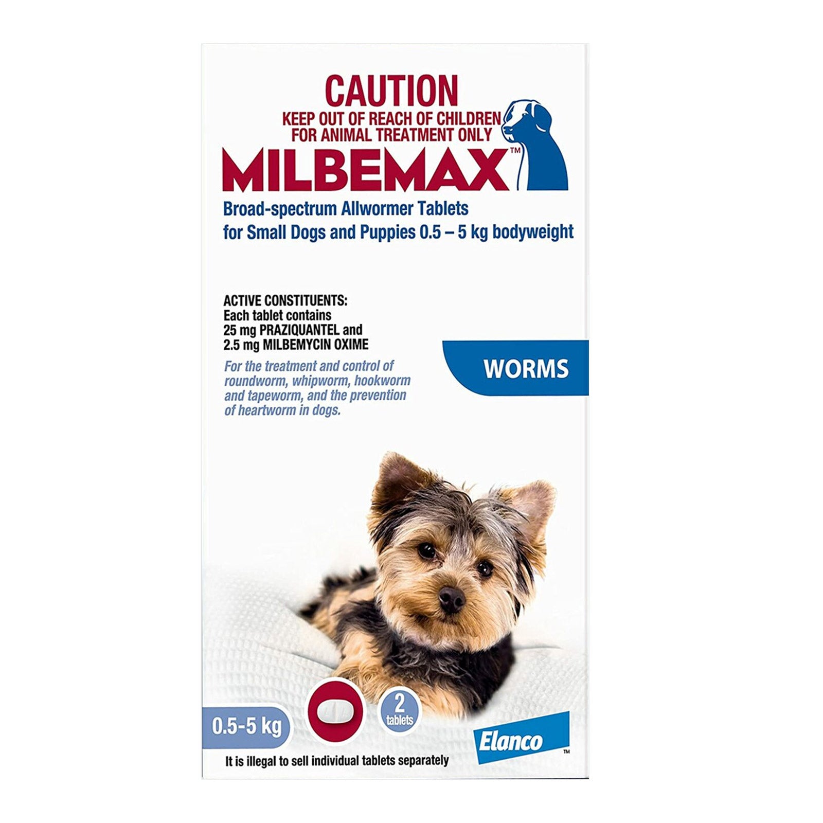 Milbemax Allwormer Tablets for Small Dogs 0.5 to 5kg 2 Tablets