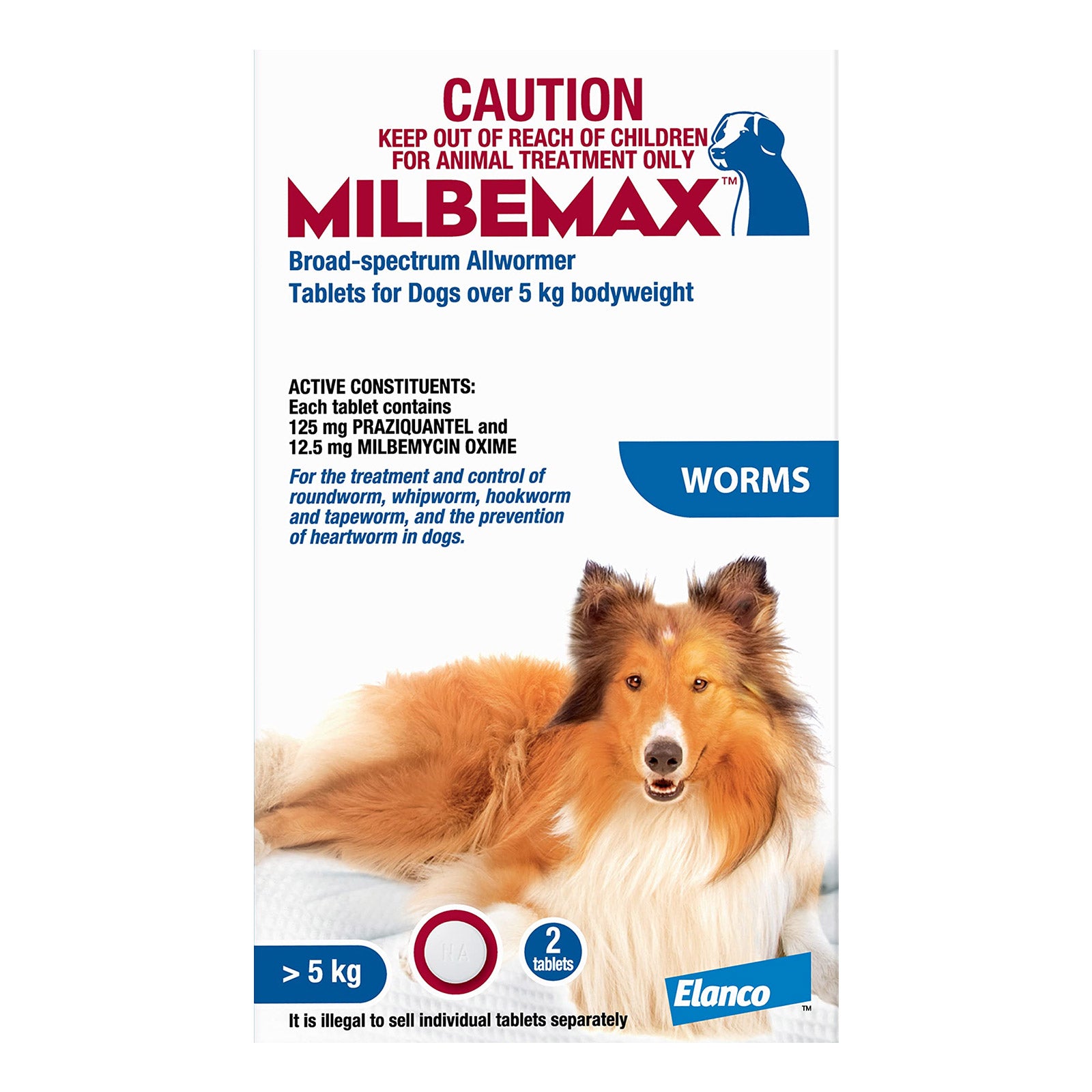 Milbemax Allwormer Tablets for Large Dogs 5 to 25kg 2 Tablets