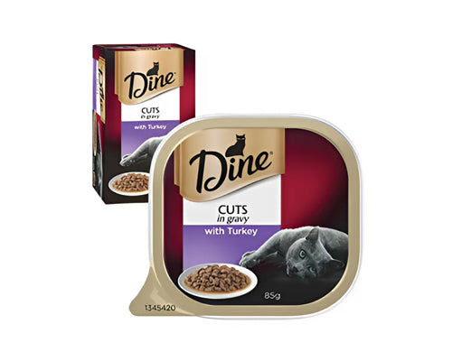 DINE CAT WET FOOD TURKEY CUTS IN GRAVY 85G x 14PCS