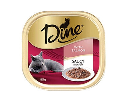 DINE CAT WET FOOD SALMON SAUCY MORSELS 85G x 14PCS