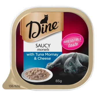 DINE CAT WET FOOD TUNA MORNAY&CHEESE SAUCY MORSELS 85G x 14PCS