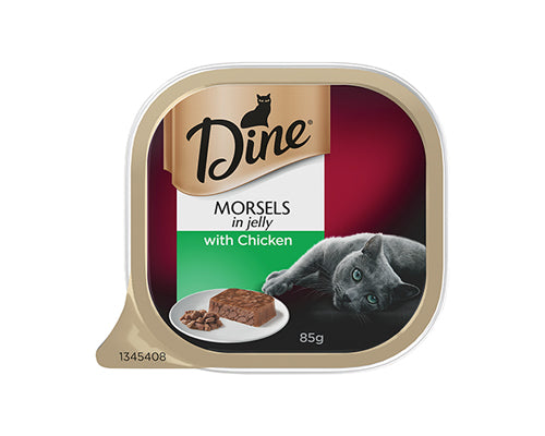 DINE CAT WET FOOD CHICKEN MORSELS IN JELLY 14X85G