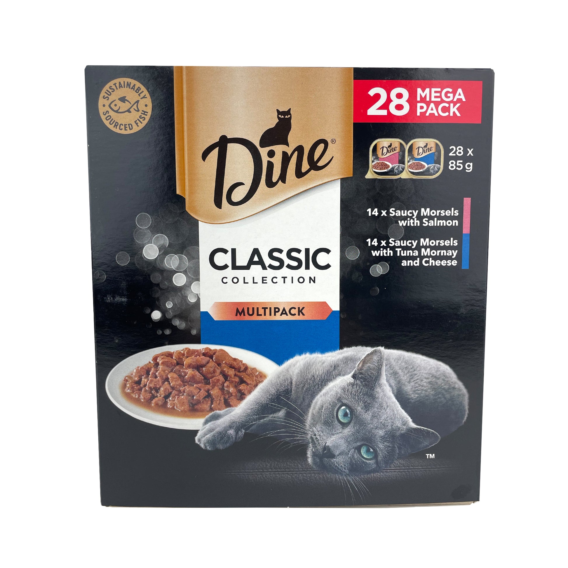 DINE CAT MULTIPACK SALMON/TUNA MORNAY & CHEESE 85G x 28PCS