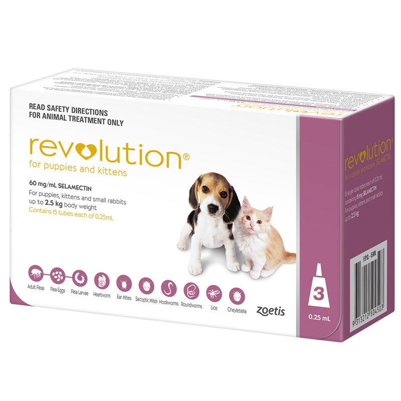 REVOLUTION PUPPIES & KITTENS MAUVE 15MG x 3S/ 15S