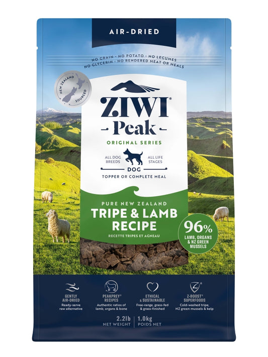 Ziwi Peak Air Dried Dog Food Tripe & Lamb 454g / 1kg / 2.5kg