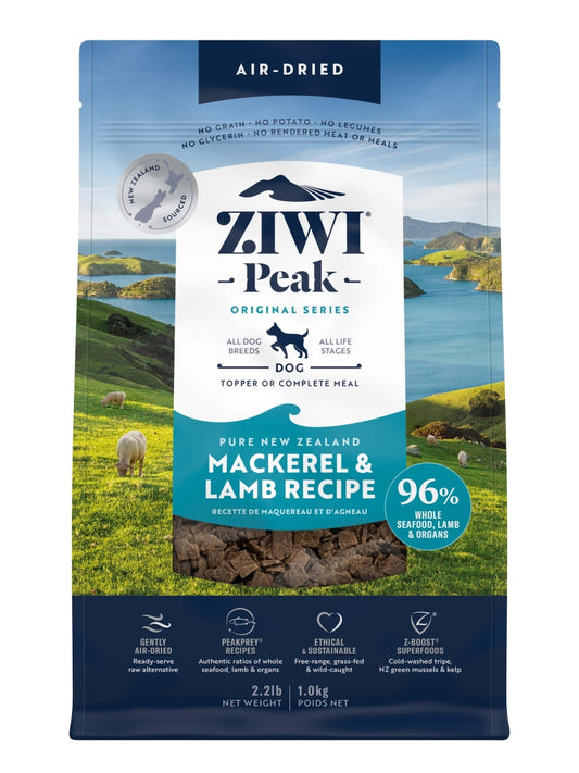 Ziwi Peak Air Dried Dog Food Mackerel & Lamb 454g / 1kg / 2.5kg / 4kg