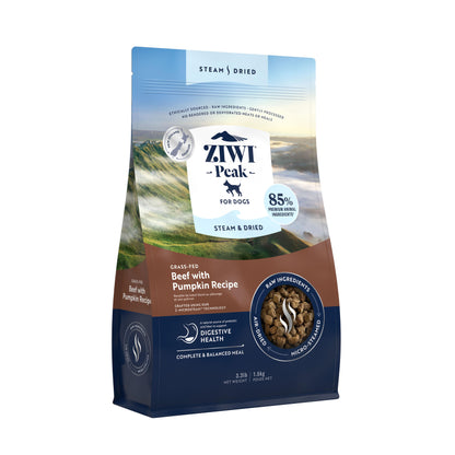 Ziwi Peak Steam Dried Dog Food Beef with Pumpkin 3.2kg / 1.5kg / 800g