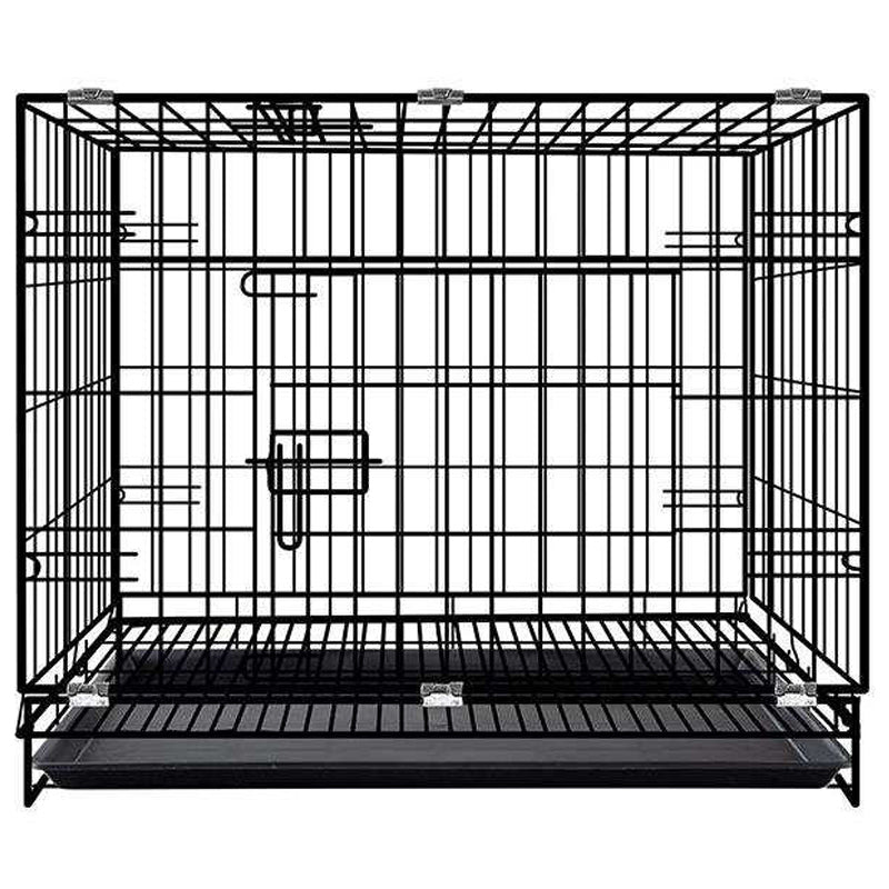 Folding Durable Pet Dog Cat Large Capacity Indoor Cage Bold Black Metal