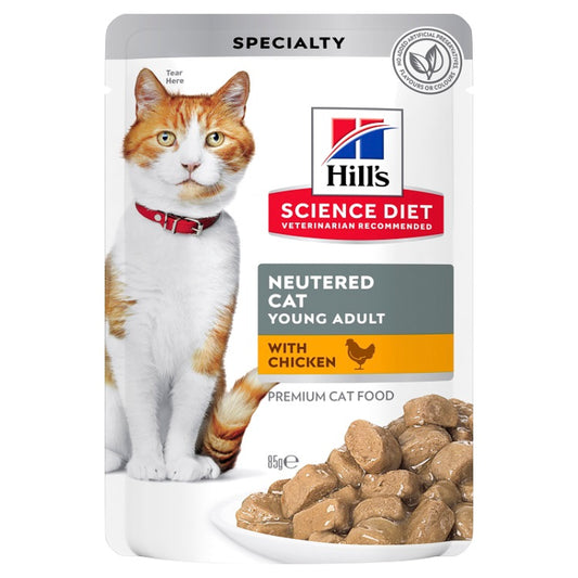 HILLS CAT ADULT NEUTERED CHICKEN POUCHES 85G