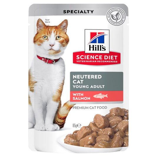 HILLS CAT ADULT NEUTERED SALMON POUCHES 85G