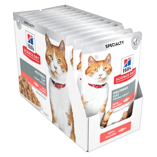HILLS CAT ADULT NEUTERED SALMON POUCHES 85G
