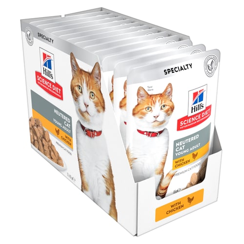 HILLS CAT ADULT NEUTERED CHICKEN POUCHES 85G
