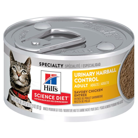 HILLS CAT ADULT URINARY HAIRBALL CONTROL SAVORY CHICKEN 82G