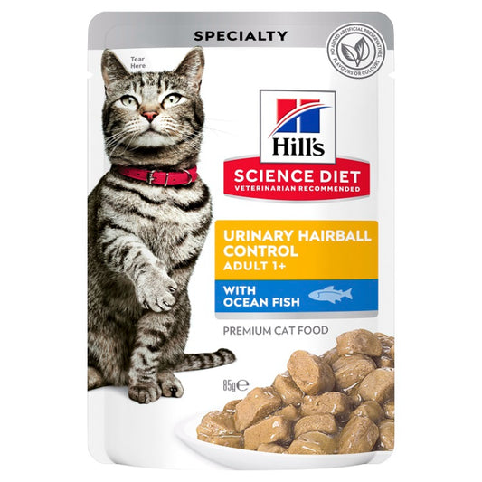 HILLS CAT ADULT URINARY HAIRBALL CONTROL OCEAN FISH POUCH 85G