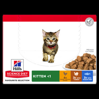 HILLS KITTEN CAT FOOD FAVORITE SELECTION VARIETY POUCHES 12PK