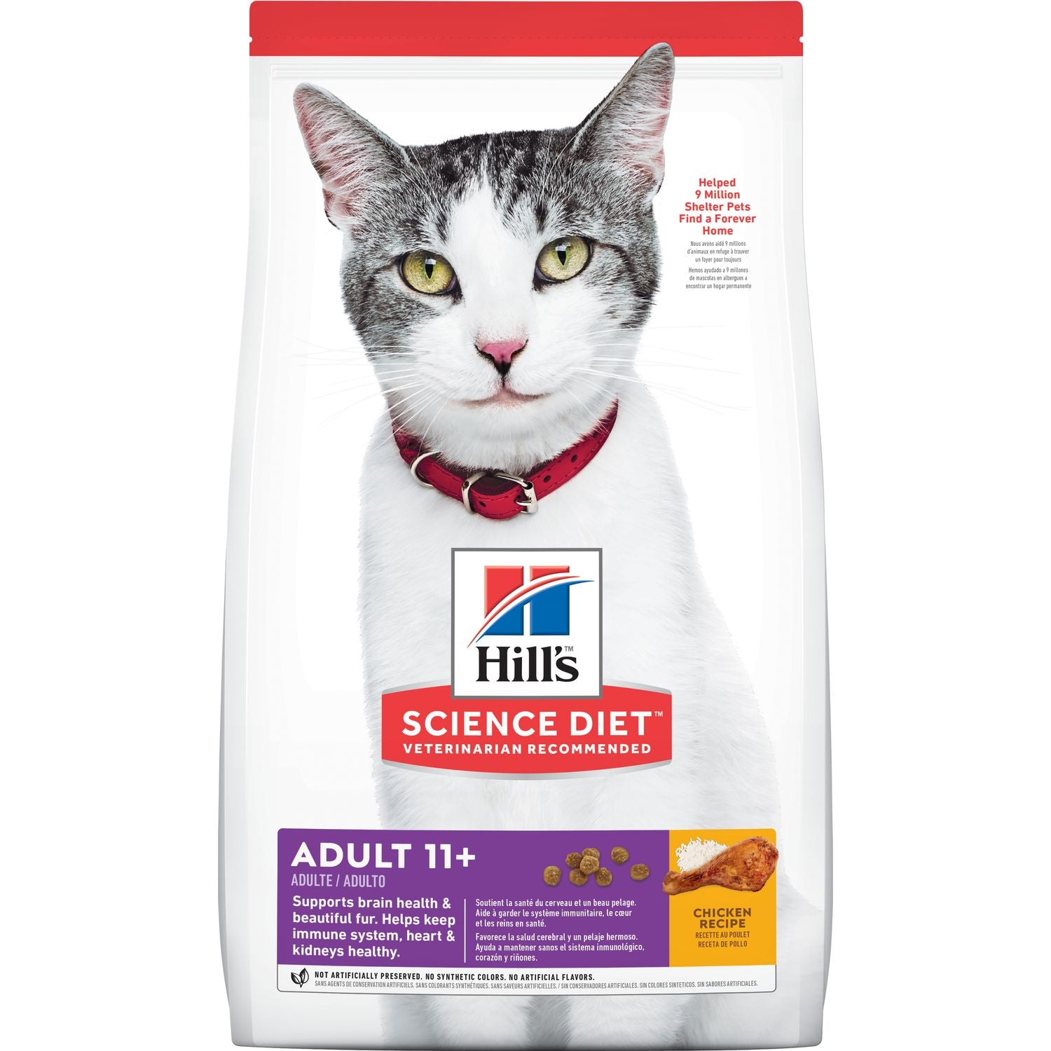HILLS CAT FOOD ADULT 11+ AGE DEFYING CHICKEN RECIPE 1.58KG / 3.17KG