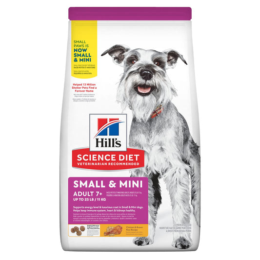 HILLS DOG FOOD ADULT 7+ SMALL MINI  CHICKEN & BROWN RICE RECIPE 1.5KG