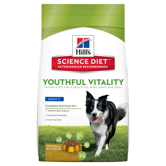 HILLS DOG FOOD ADULT 7+ YOUTHFUL SENIOR VITALITY CHICKEN & RICE RECIPE 5.67KG