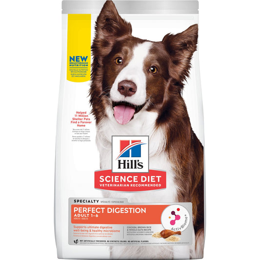 HILLS DOG ADULT PERFECT DIGESTION CHICKEN BARLEY & WHOLE OATS 1.59KG / 9.98KG