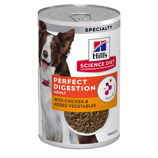 HILLS DOG CANNED FOOD ADULT PERFECT DIGESTION CHICKEN AND ADDED VEGETABLES 363G