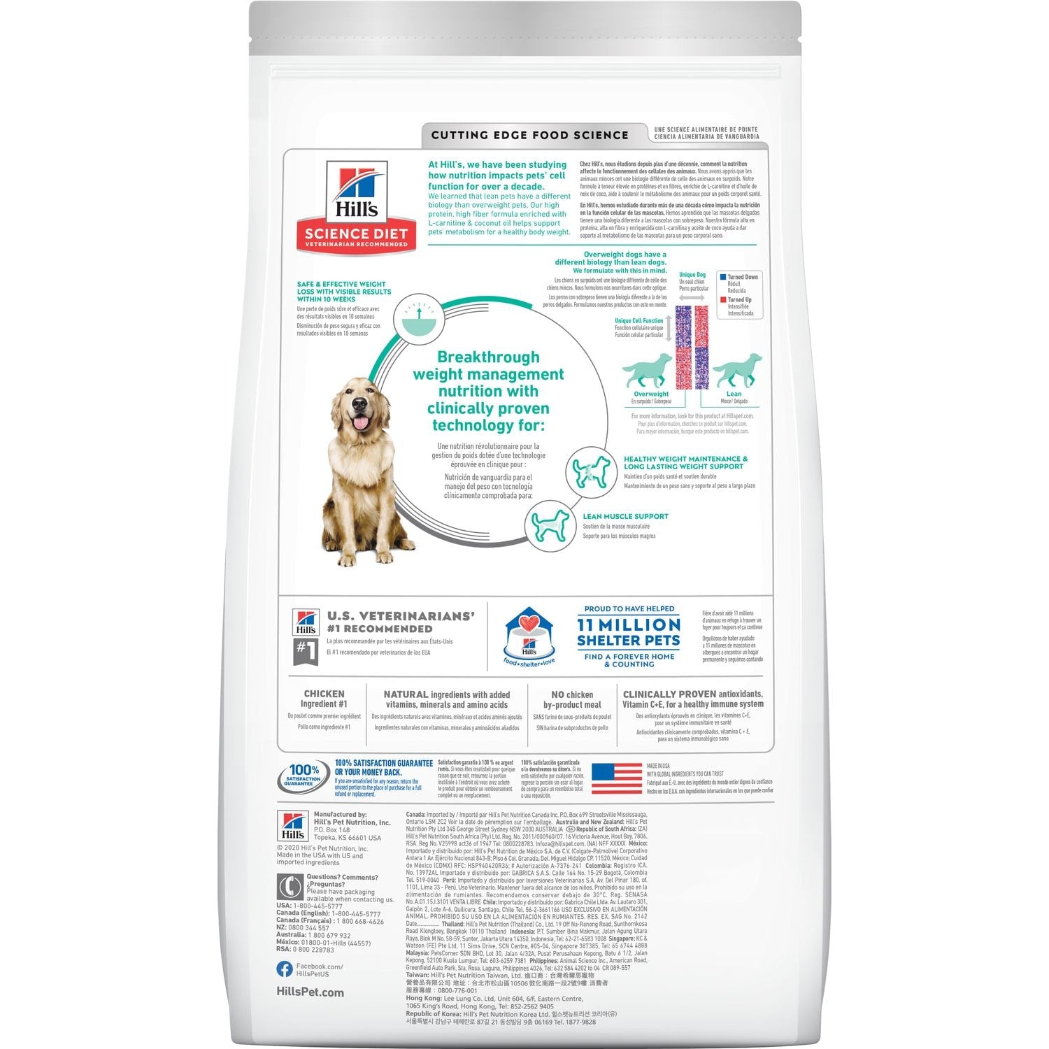 HILLS DOG ADULT PERFECT WEIGHT CHICKEN RECIPE 1.8KG