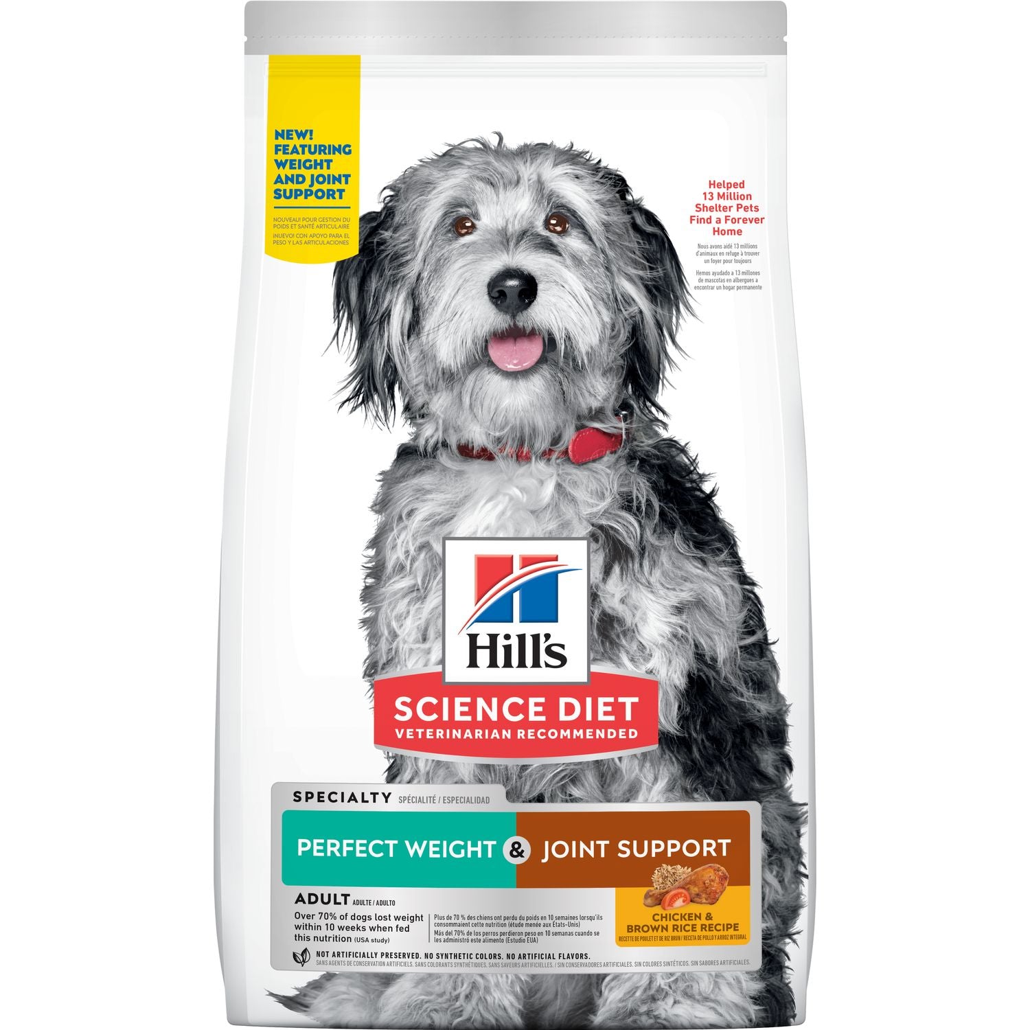 HILLS DOG FOOD ADULT PERFECT WEIGHT JOINT SUPPORT CHICKEN RECIPE 1.58KG / 11.3KG