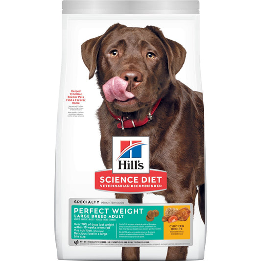  HILLS DOG FOOD ADULT PERFECT WEIGHT LARGE BREED CHICKEN RECIPE 11.34KG