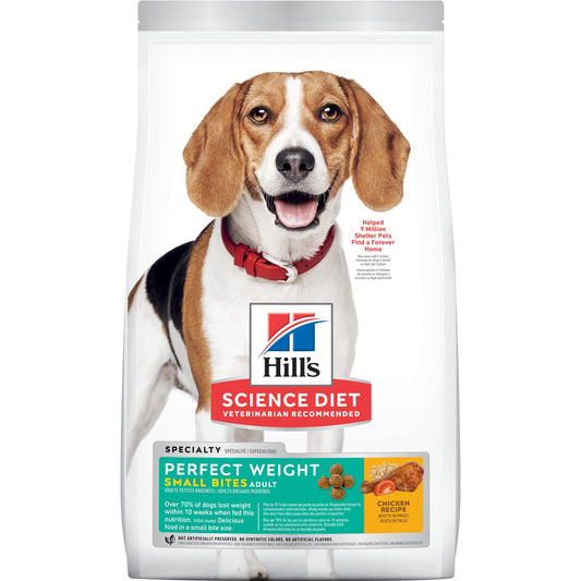  HILLS DOG FOOD ADULT PERFECT WEIGHT SMALL BITES CHICKEN RECIPE 5.44KG