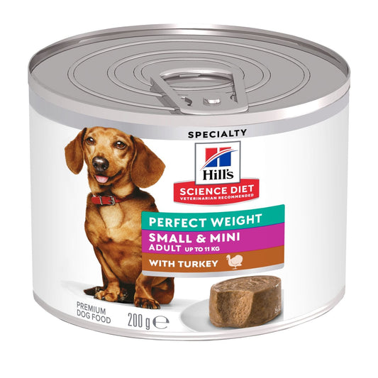 HILLS CANNED FOOD SMALL & MINI DOG ADULT PERFECT WEIGHT  MOUSSE WITH TURKEY 200G