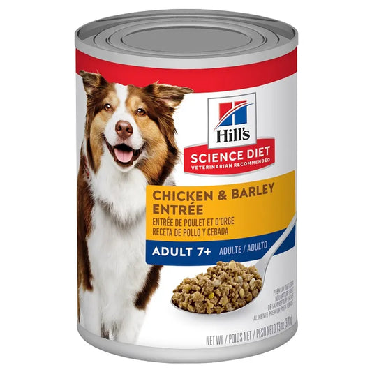  HILLS CANNED FOOD DOG ADULT 7+ CHICKEN BARLEY ENTREE 370G