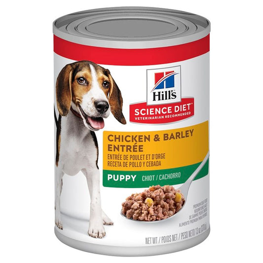 HILLS CANNED FOOD PUPPY CHICKEN AND BARLEY WET FOOD 370G