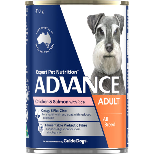 ADVANCE DOG ADULT ALL BREED CHICKEN SALMON RICE 410G 