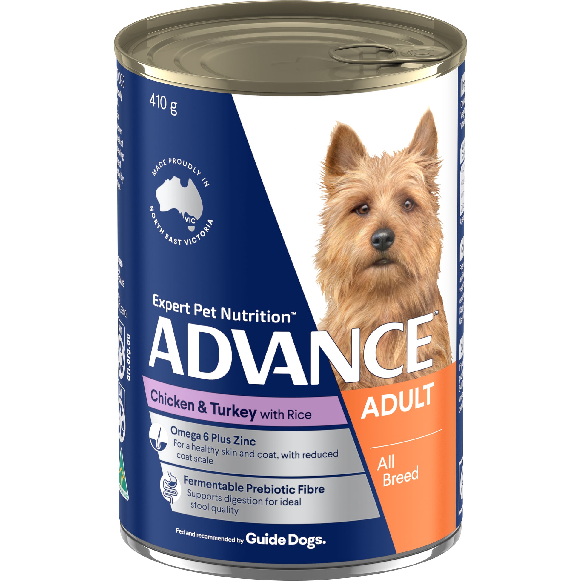 ADVANCE DOG ALL BRD CHKN TURK RICE 410G 12PK (281477)(OM12)