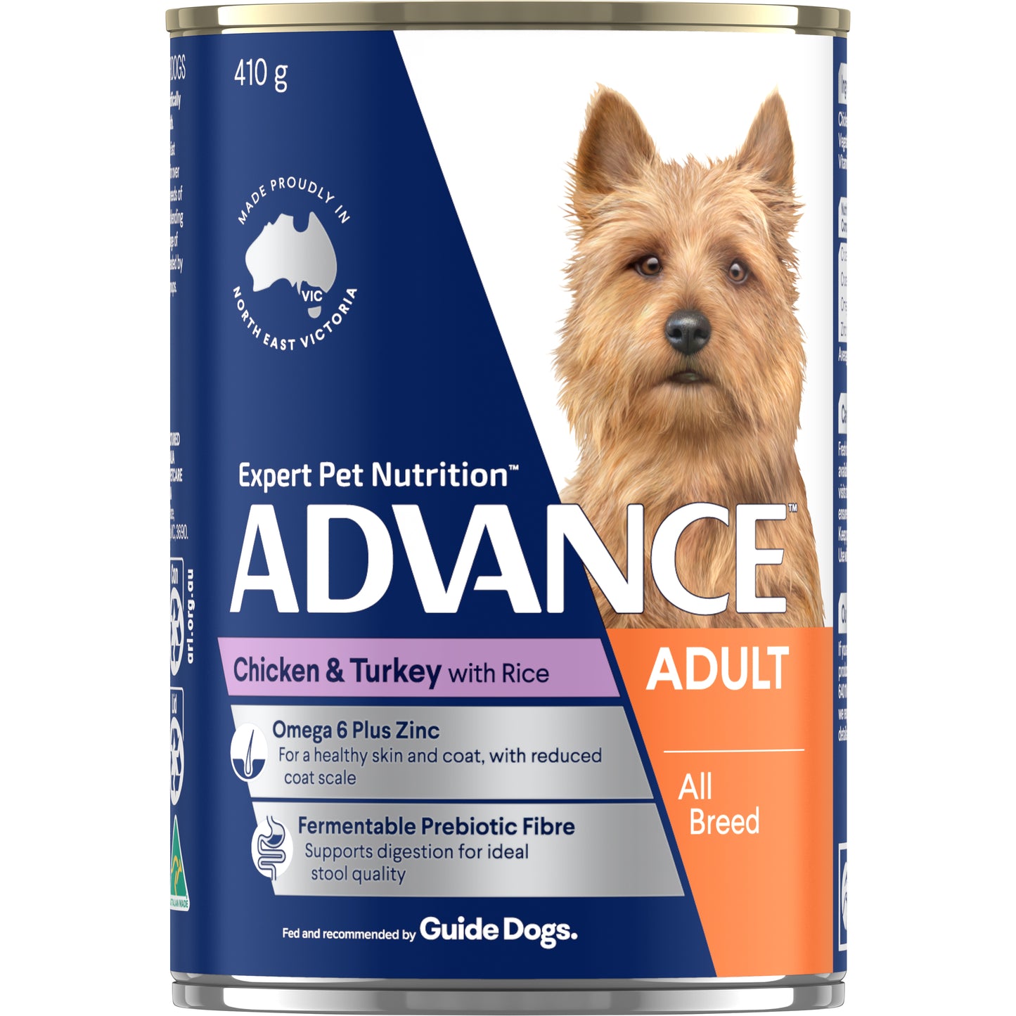 ADVANCE DOG ALL BRD CHKN TURK RICE 410G 12PK (281477)(OM12)