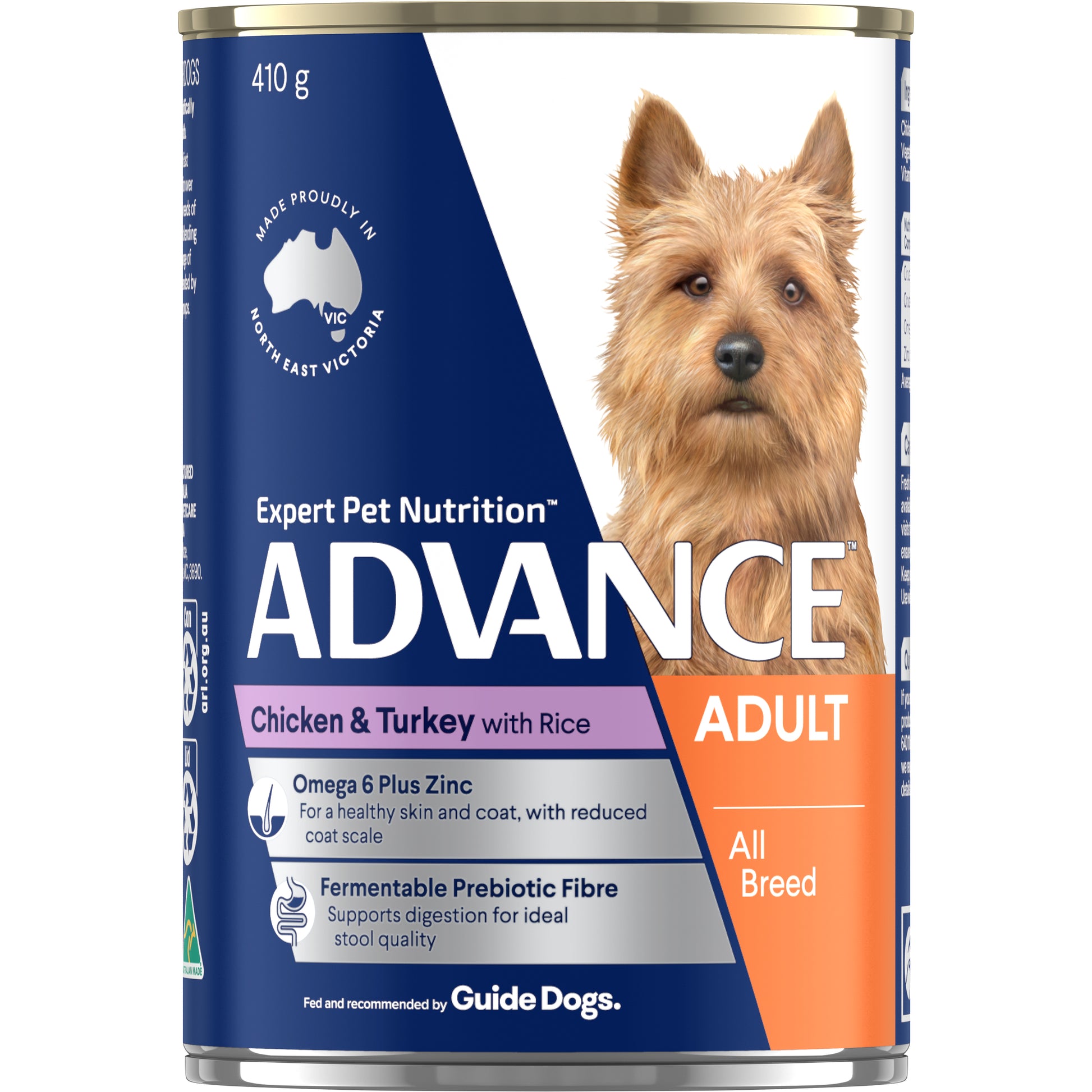 ADVANCE DOG ALL BRD CHKN TURK RICE 410G 12PK (281477)(OM12)