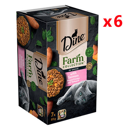 DINE CAT FARM COLLECTION WET FOOD SALMON SWEET POTATO SPINACH 85G 7PCS / 28PCS