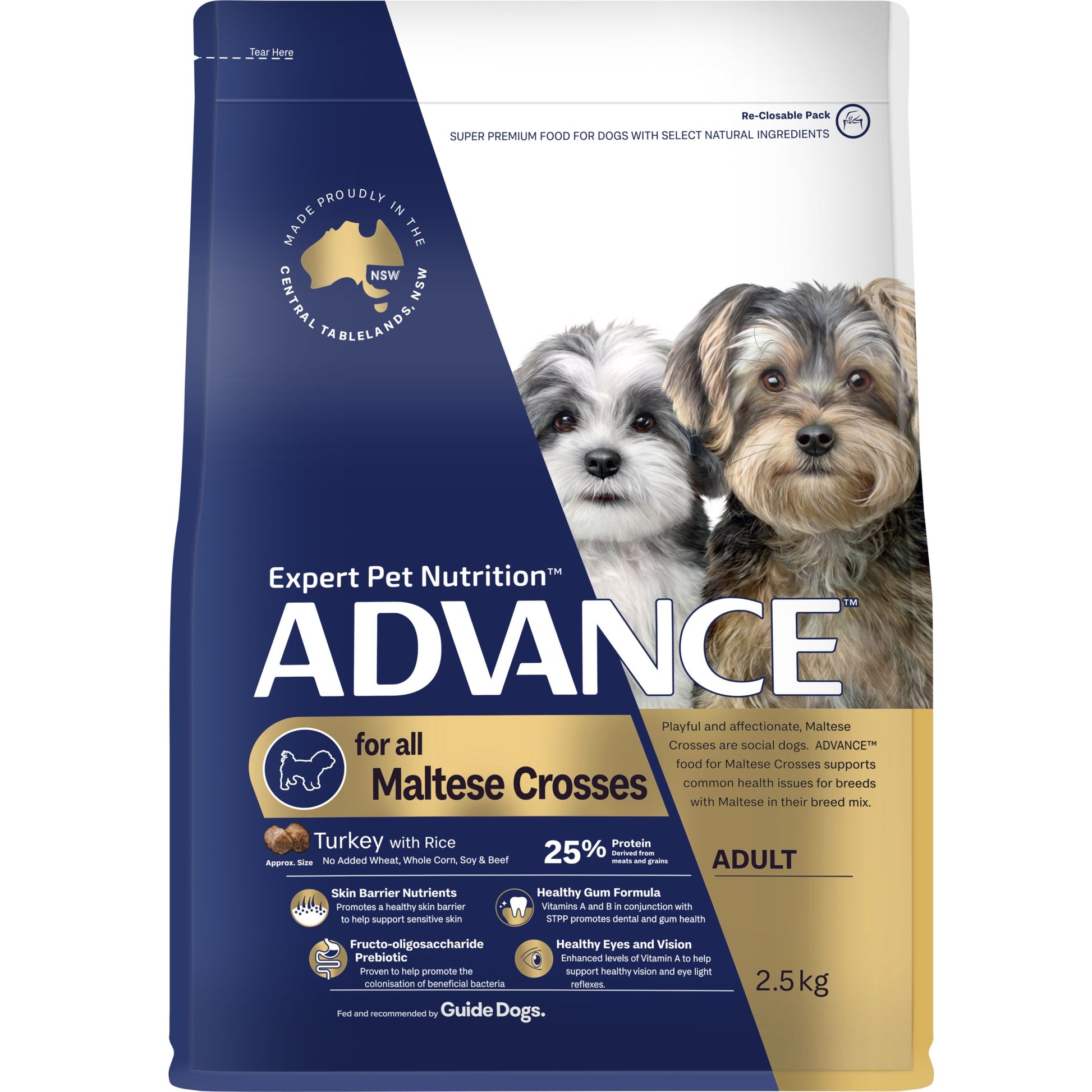 ADVANCE DRY DOG FOOD ADULT MALTESE CROSSES 13KG/ 2.5KG