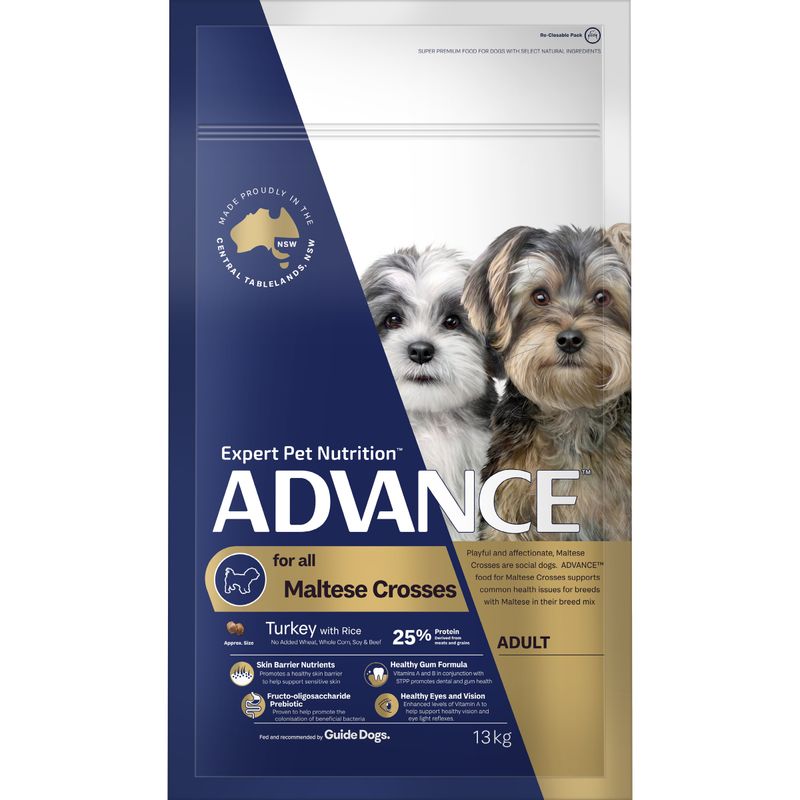 ADVANCE DRY DOG FOOD ADULT MALTESE CROSSES 13KG/ 2.5KG