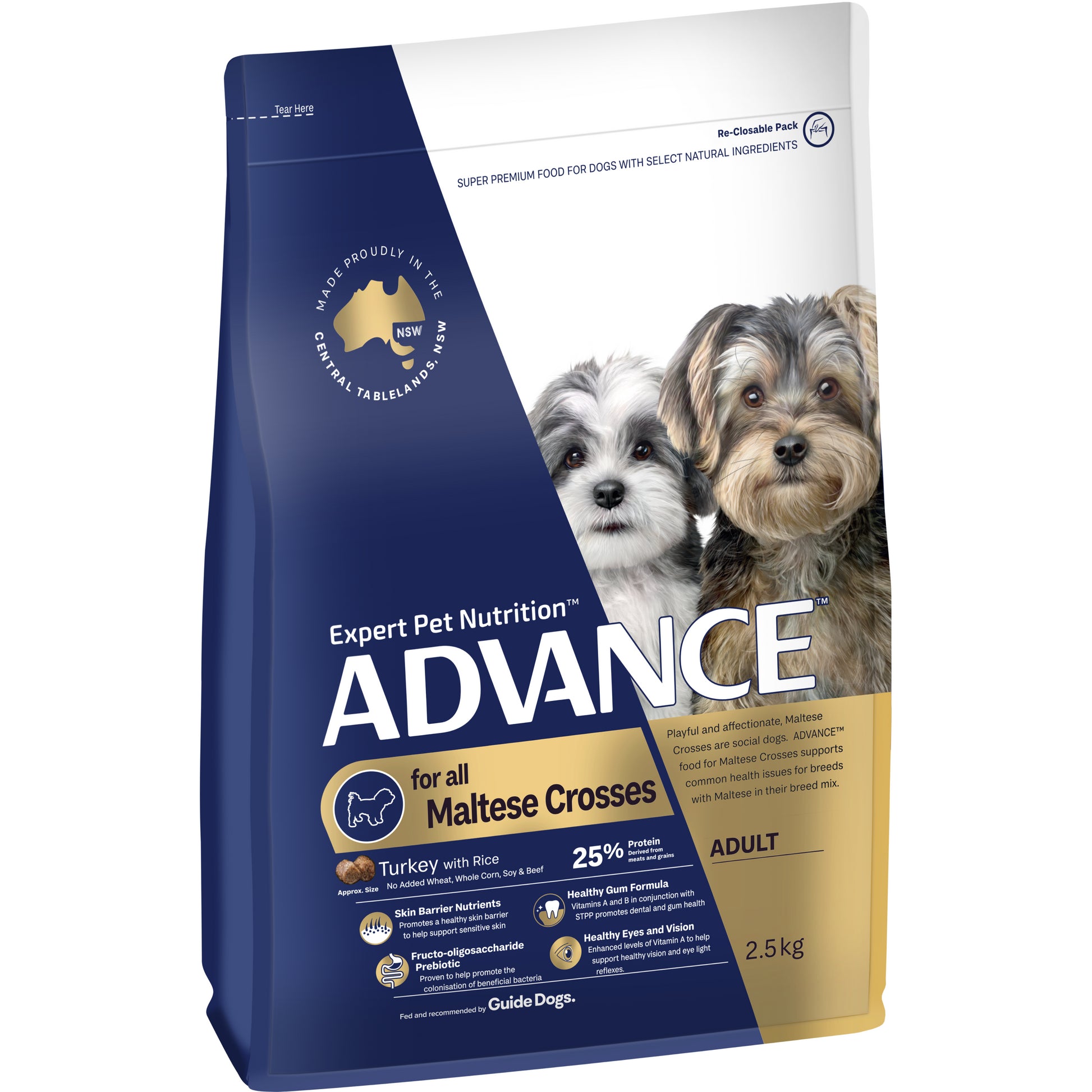 ADVANCE DRY DOG FOOD ADULT MALTESE CROSSES 13KG/ 2.5KG