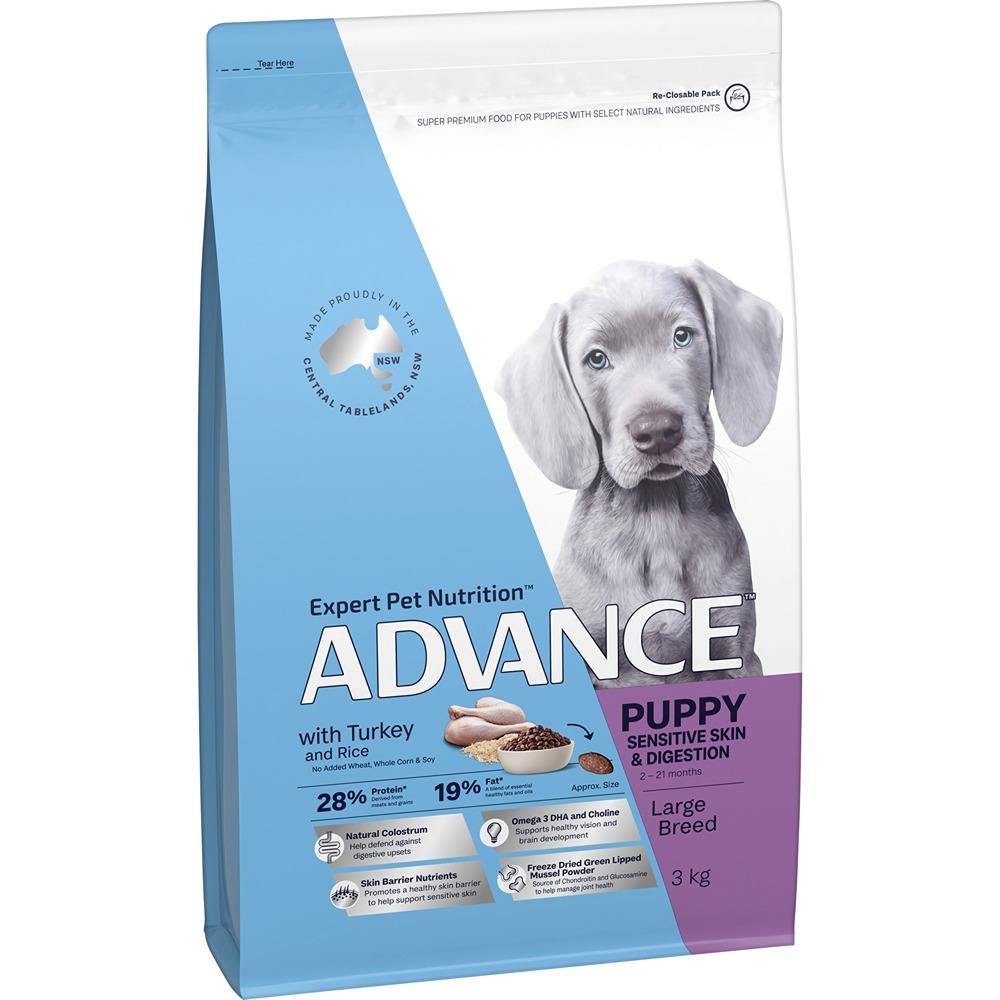 ADVANCE PUPPY LARGE BREED SENSITIVE SKIN & DIGESTION WITH TURKEY & RICE 3KG/15KG