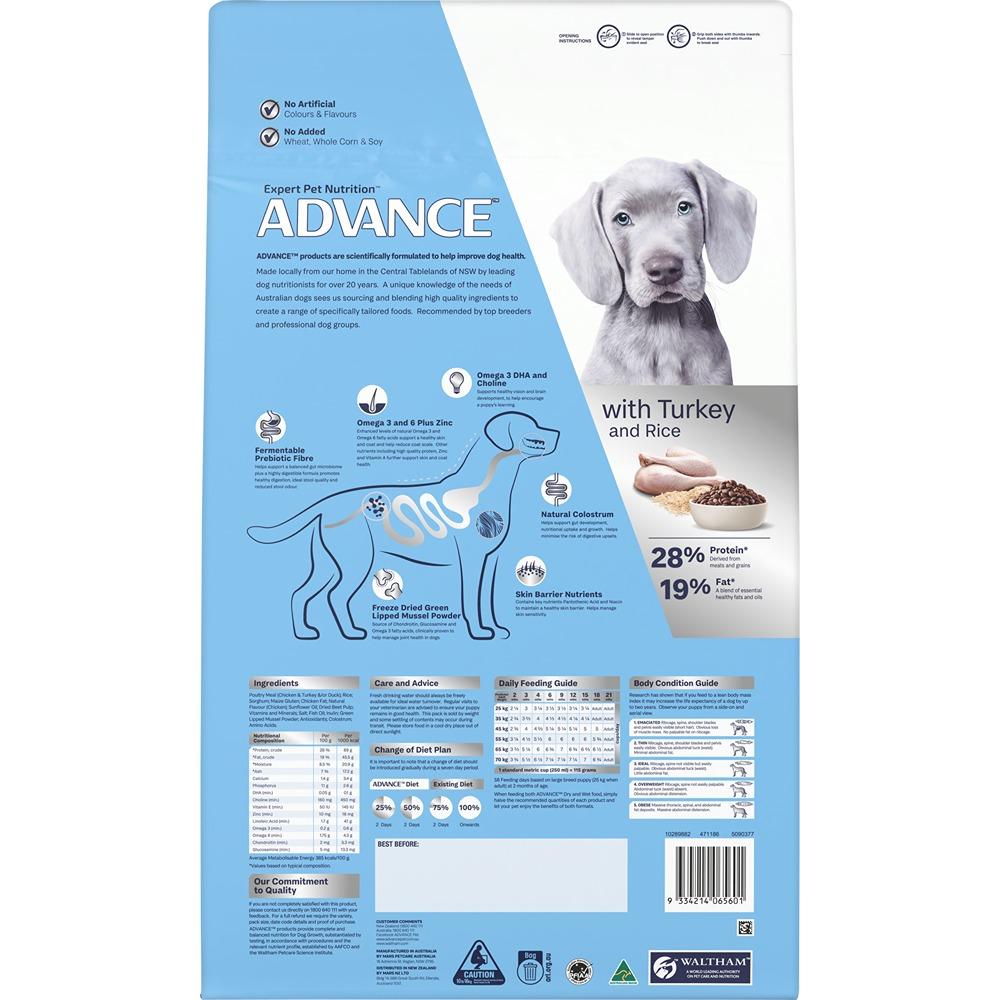 ADVANCE PUPPY LARGE BREED SENSITIVE SKIN & DIGESTION WITH TURKEY & RICE 3KG/15KG
