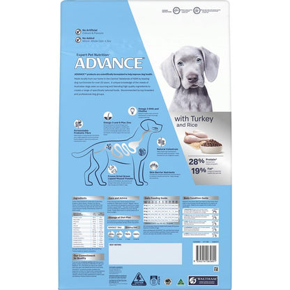 ADVANCE PUPPY LARGE BREED SENSITIVE SKIN & DIGESTION WITH TURKEY & RICE 3KG/15KG