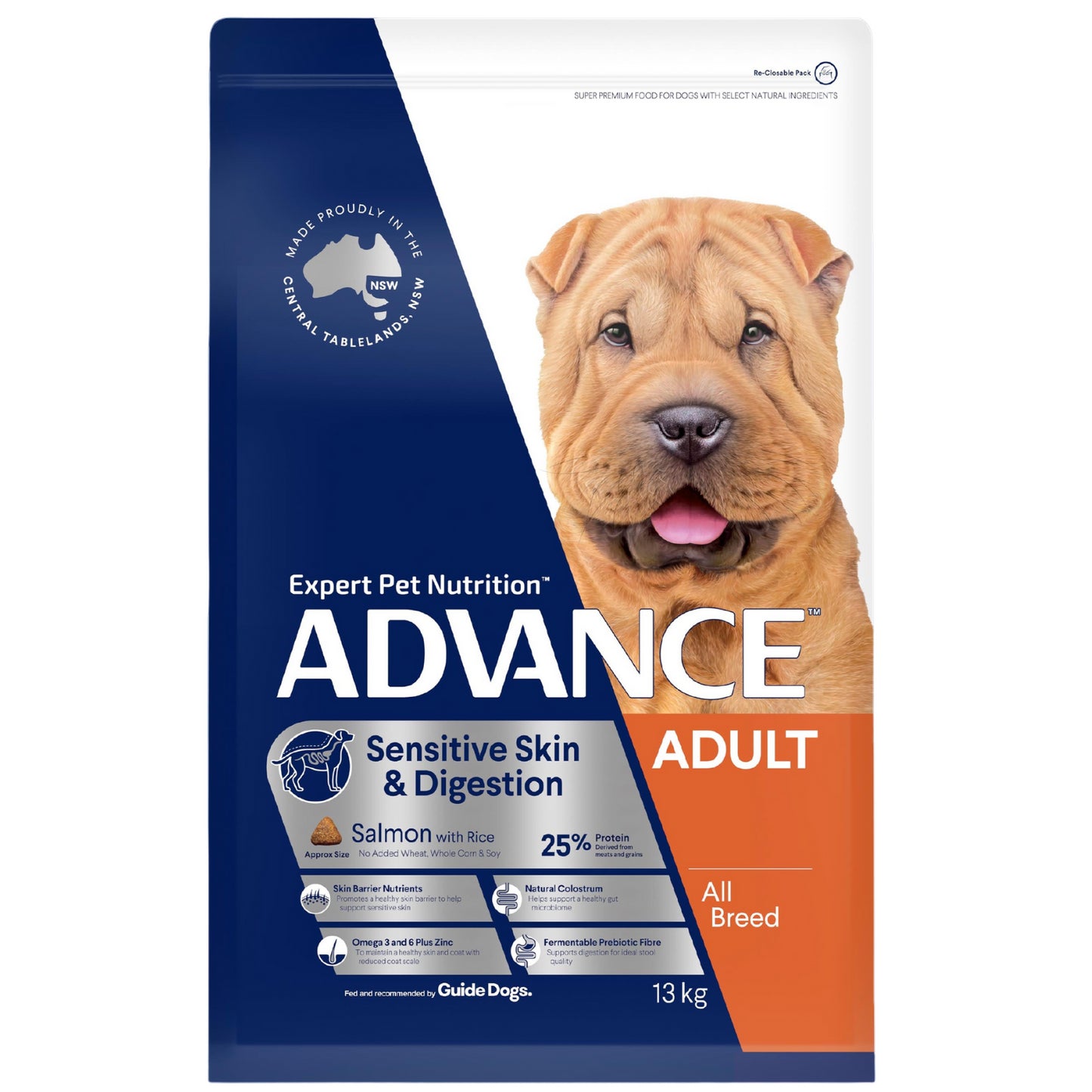 ADVANCE SENSITIVE SKIN AND DIGESTION ADULT ALL BREED SALMON WITH RICE 13KG