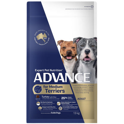 ADVANCE DRY FOOD ADULT DOG TERRIERS MEDIUM TURKEY WITH RICE 13KG