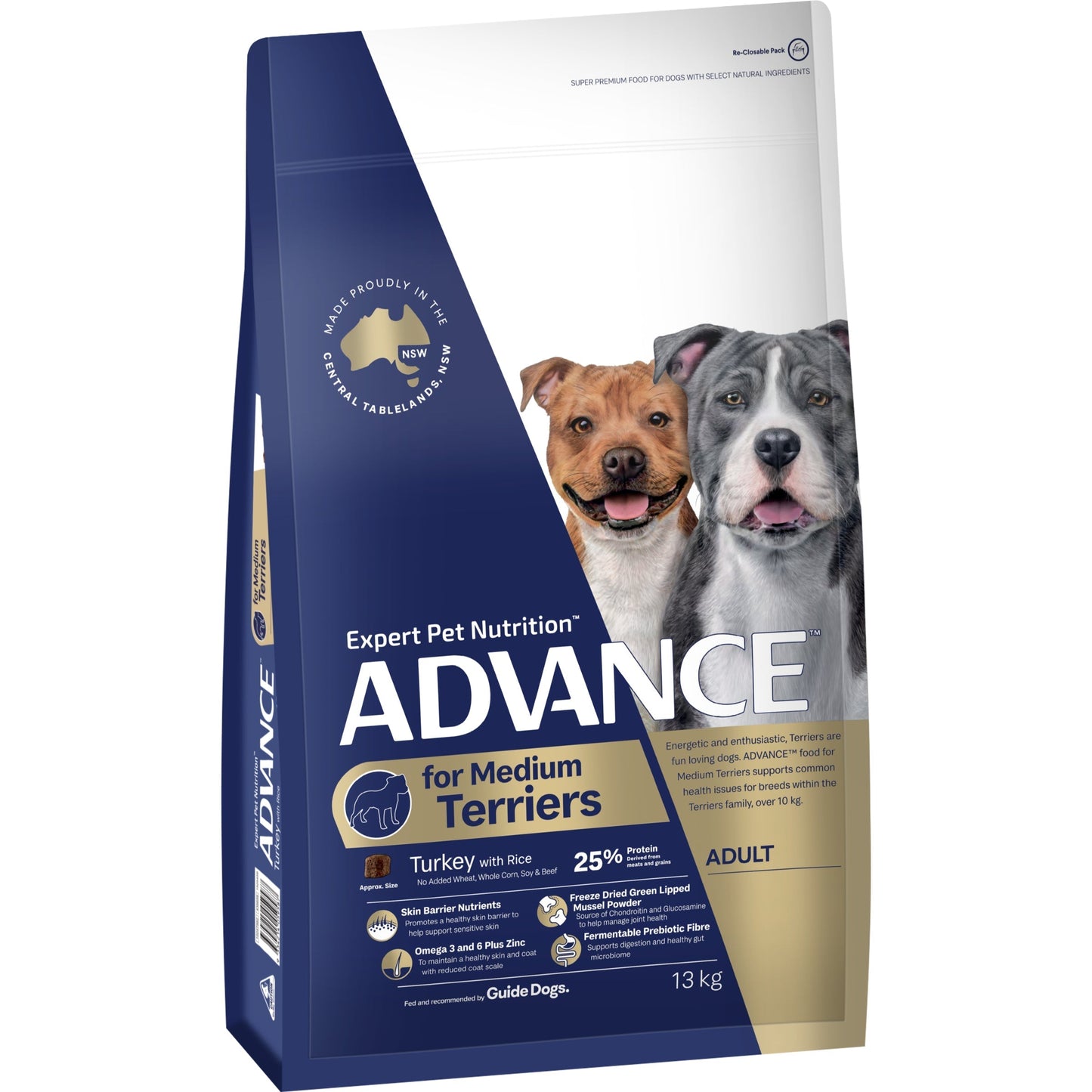 ADVANCE DRY FOOD ADULT DOG TERRIERS MEDIUM TURKEY WITH RICE 13KG