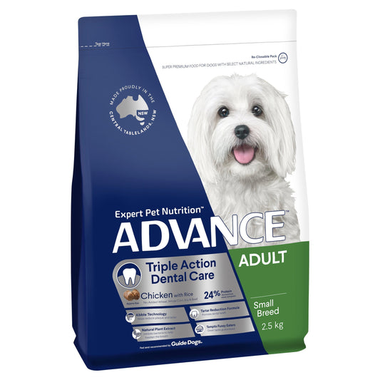 ADVANCE DENTAL CARE TRIPLE ACTION ADULT SMALL BREED CHICKEN WITH RICE 2.5KG